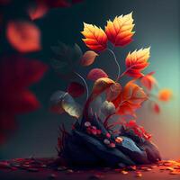 3D illustration of a beautiful autumnal background with colorful leaves., Image photo