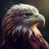 beautiful eagle portrait on a dark background. 3d rendering., Image photo