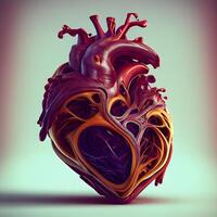 humano corazón. 3d prestar, 3d ilustración, viñeta, ai generativo imagen foto