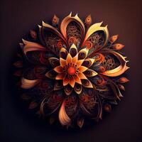 hermosa fractal flor en negro antecedentes. digital obra de arte para creativo gráfico diseño., ai generativo imagen foto