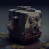 3d rendering of an old movie camera on a grunge background, Image photo