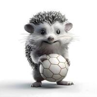 3D rendering of a cute panda bear with a soccer ball, Image photo