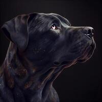 Cane Corso dog portrait on black background, studio shot., Image photo