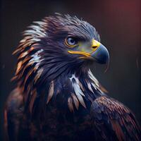 Portrait of a golden eagle on a dark background. 3d rendering, Image photo