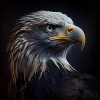 eagle portrait on black background, 3d illustration, vignette, Image photo