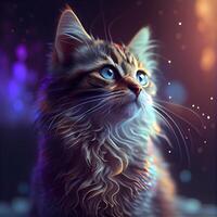 Portrait of a beautiful Maine Coon cat with blue eyes., Image photo