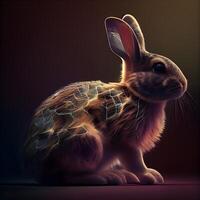 Rabbit with broken bone on a dark background. 3d rendering, Image photo