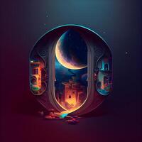 Open door to the future. illustration. Futuristic style., Image photo