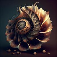 Abstract fractal computer generated composition with spiral shapes and elements of different colors, Image photo