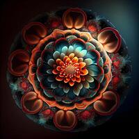 Macro closeup of fractal flower, digital artwork for creative graphic design, Image photo