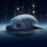 3d render of a pufferfish on a blue background., Image photo