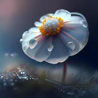 beautiful flower with dew drops on it. 3d illustration, Image photo