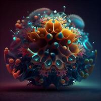 3d render of virus cells in abstract background. 3d illustration, Image photo