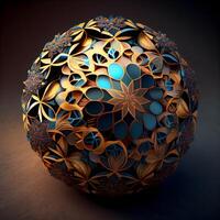 abstract 3d illustration of a sphere made of fractal flowers, Image photo