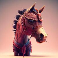 Horse head with bridle and harness. 3d illustration. photo