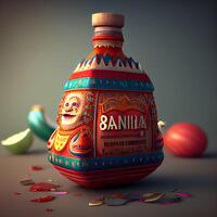 3D Illustration of a bottle with the image of a Santa Claus, Image photo