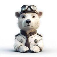 Cute cartoon fox dressed as a pilot isolated on white background. photo