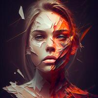 3d illustration of a beautiful woman with creative make up., Image photo