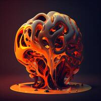 Abstract 3d illustration of a red and orange fractal on a black background photo