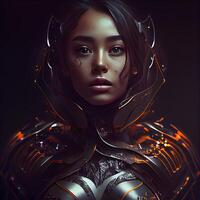 3d rendering of a female robot in a futuristic style. Sci-fi. photo