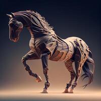 3d rendering of a black horse on a dark background with a pattern photo