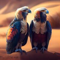 3D rendering of a pair of golden eagle in the desert. photo