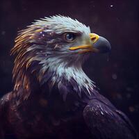 Portrait of an eagle in a dark space. 3d rendering photo