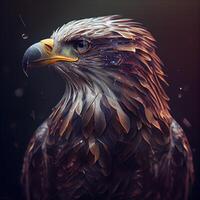 Golden Eagle on a dark background. 3D illustration. Vintage style. photo