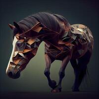 Horse with abstract polygonal background. 3d illustration. photo