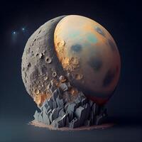 3d rendering of an alien planet with the moon in the background photo