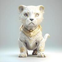 3d rendering of a white tiger statue isolated on white background. photo