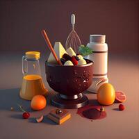 Preparation for cooking smoothies in a bowl. illustration photo