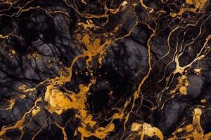 Beautiful black and gold marble seamless texture background. Abstract marbling frame 3d illustration. photo