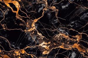 Stylish and elegant gold and black marble seamless texture. Abstract luxury marbling 3d illustration. photo