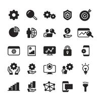 set icon glyph data processing vector