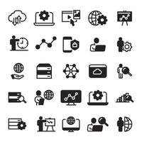 set icon glyph data processing vector