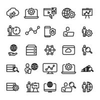 icon set data processing, icon style line vector