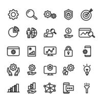 icon set data processing, icon style line vector