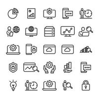 set icon line analytics data vector