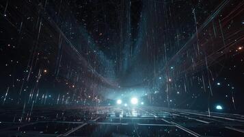 Grunge Spaceship interior with black background 3D rendering.. Created with photo