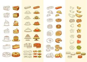 dulces y panadería. postres, y confitería. dibujado a mano vector ilustraciones.