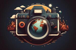 World Photography Day illustration man and woman photographers, camera, August 19th, photo