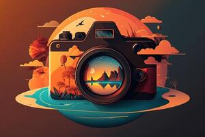 World Photography Day illustration man and woman photographers, camera, August 19th, photo