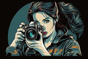 World Photography Day illustration man and woman photographers, camera, August 19th, photo