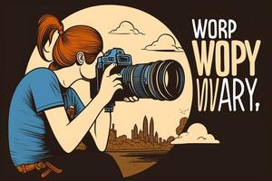 mundo fotografía día ilustración hombre y mujer fotógrafos, cámara, agosto 19, generativo ai foto