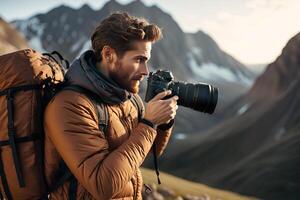 mundo fotografía día ilustración hombre y mujer fotógrafos, cámara, agosto 19, generativo ai foto