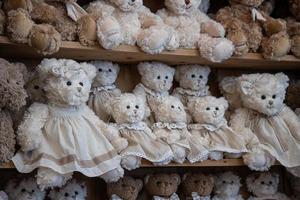 original soft delicate plush vintage toys displayed on shelves photo