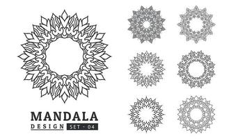 Black and white flower mandala designs set vector