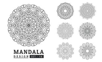 Black and white flower mandala art set vector