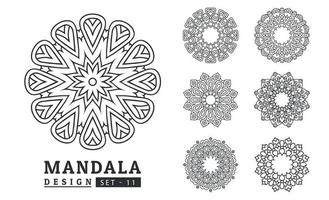 Black and white flower mandala designs set vector